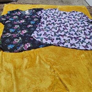 NWOT Scrubstar Multicolor Butterfly Print Scrub Top